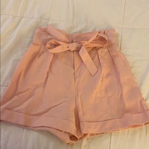 Club Monaco Pink Linen Blend Paperbag shorts